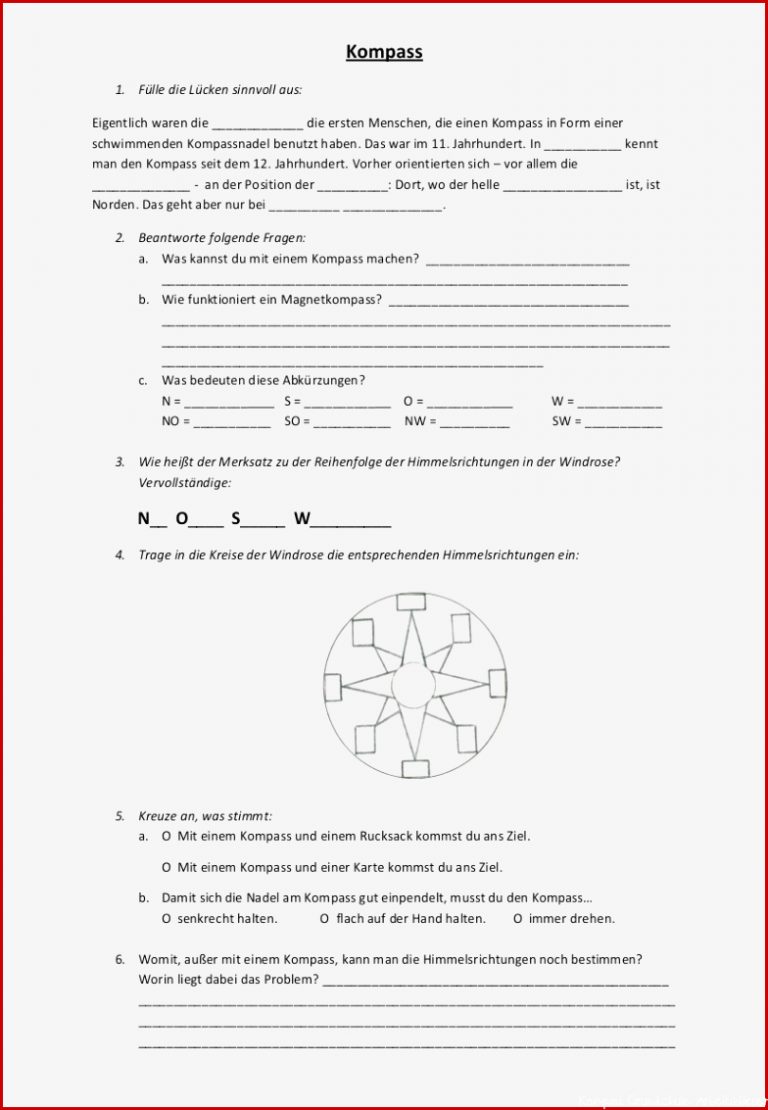 Himmelsrichtungen Grundschule Sachunterricht