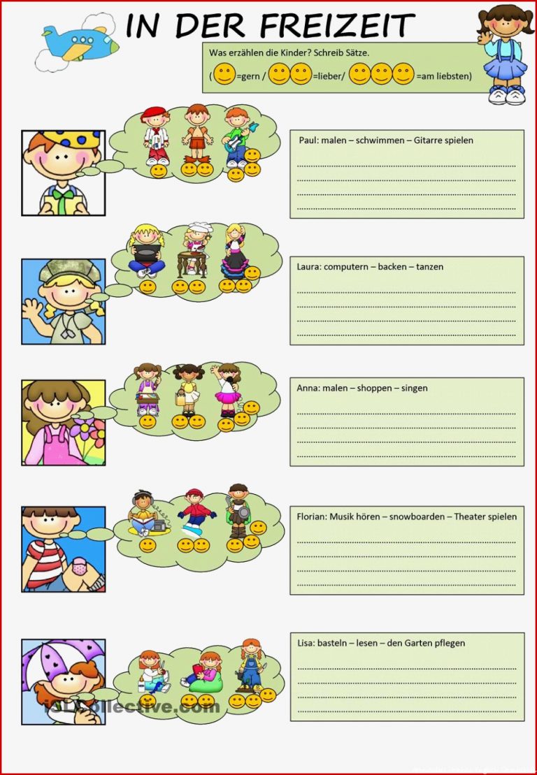 Hobbies Englisch Grundschule Arbeitsblätter Worksheets