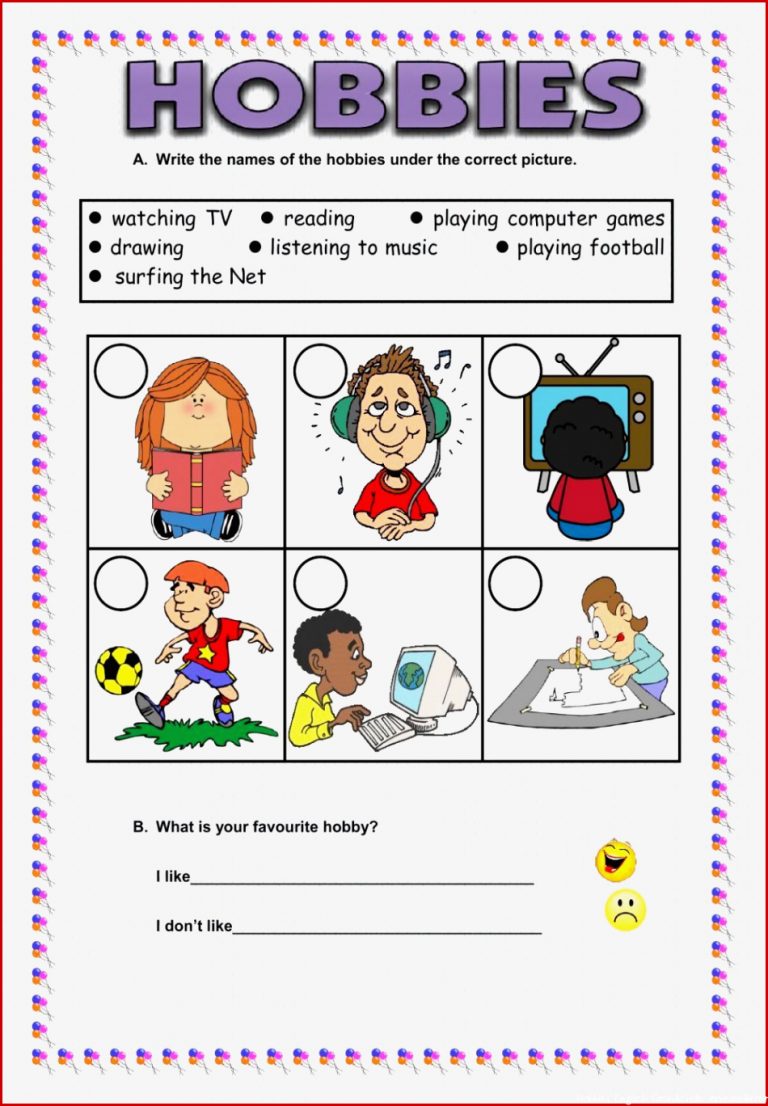 Hobbies Englisch Grundschule Arbeitsblätter Worksheets zum Download Hobbies Englisch Grundschule Arbeitsblätter Worksheets