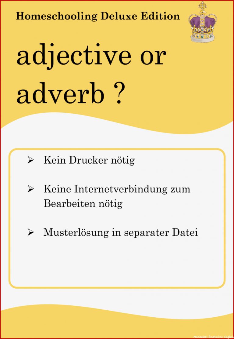 Homeschooling Deluxe adjective or adverb interaktive Arbeitsblätter