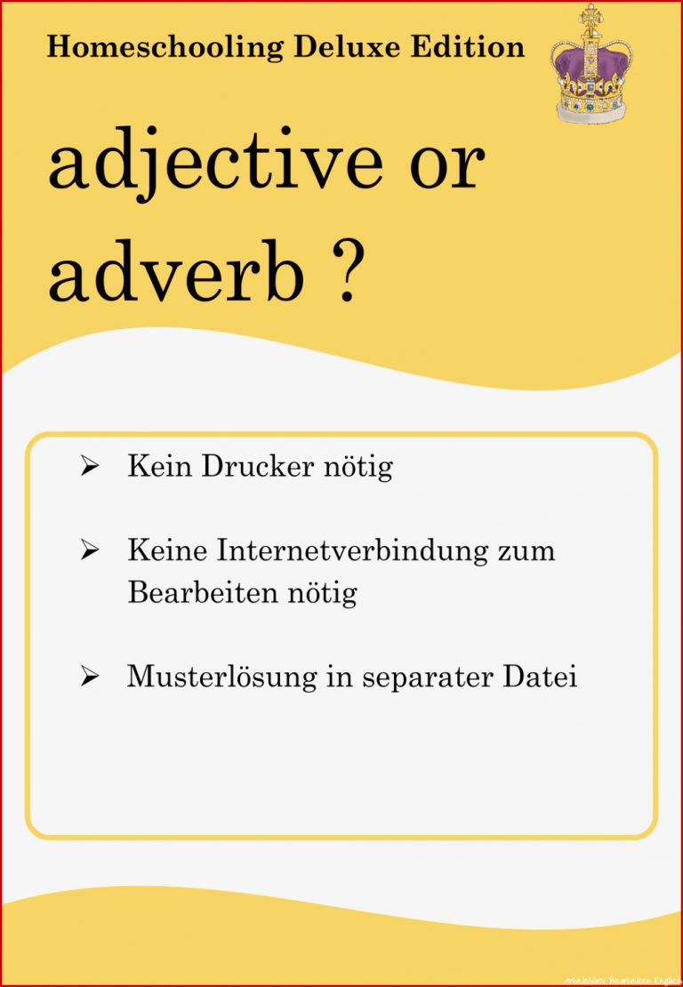 Homeschooling Deluxe Adjective or Adverb Interaktive Arbeitsblätter