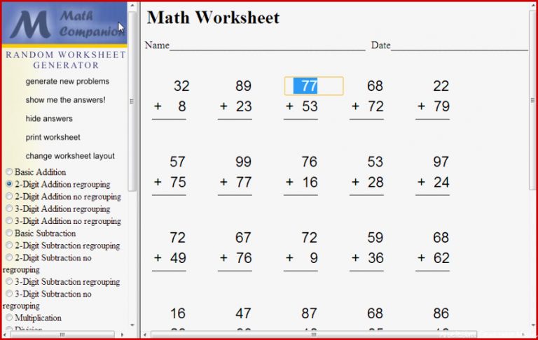 Homestead Catholic Math Worksheet Generator