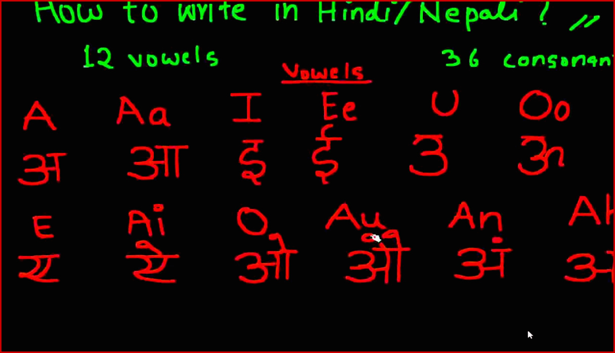 How to Write & Speak Hindi Nepali Vowel Alphabets A