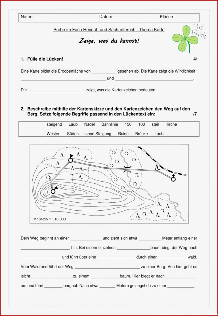 Hsu Probe 4 Klasse Karte – Unterrichtsmaterial Im Fach