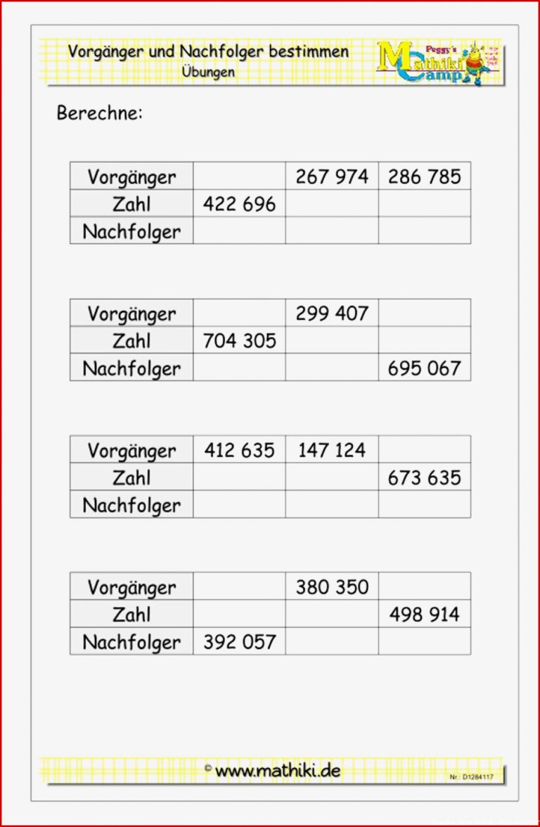 Ideen fur Zahlenraum Bis 1 Million Arbeitsblätter