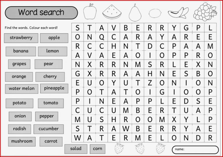 Ideenreise Gitterrätsel Zum thema "ve Ables and Fruits"