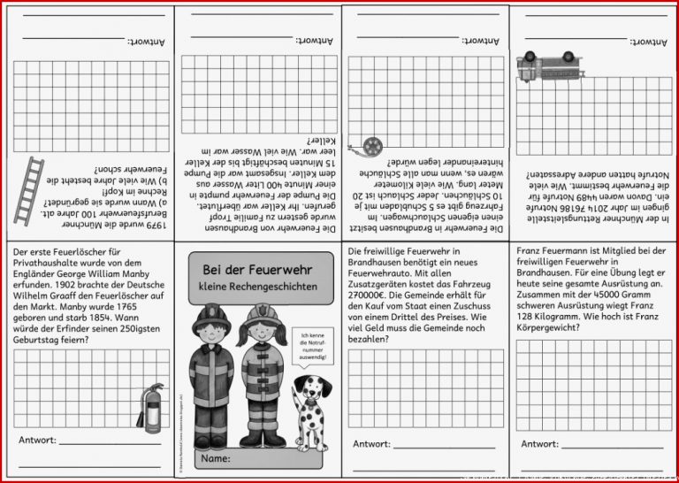 Ideenreise Rechenfaltheft "bei Der Feuerwehr"