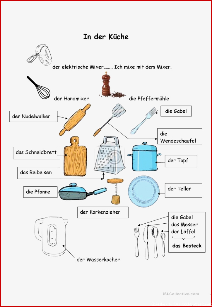 In der Küche Arbeitsblatt Kostenlose DAF Arbeitsblätter