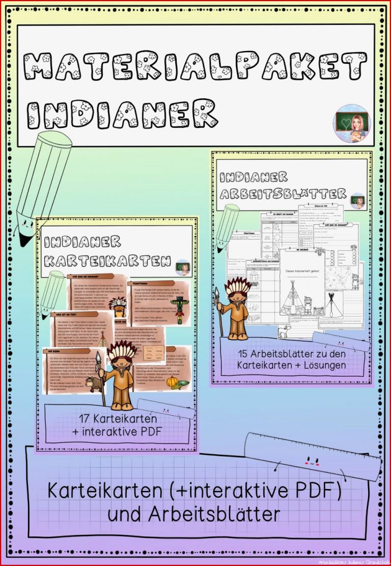 Indianer Materialpaket Karteikarten Interaktive Pdf Und