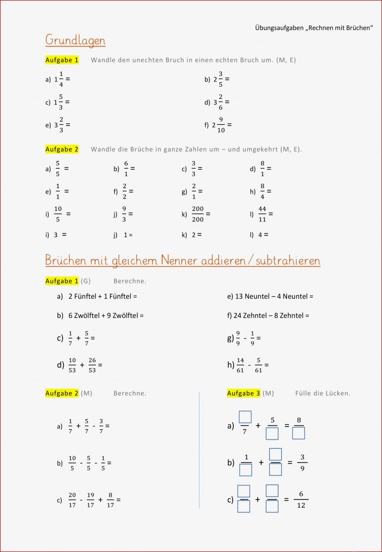Inspirierend Brüche Ad Ren Und Subtrahieren