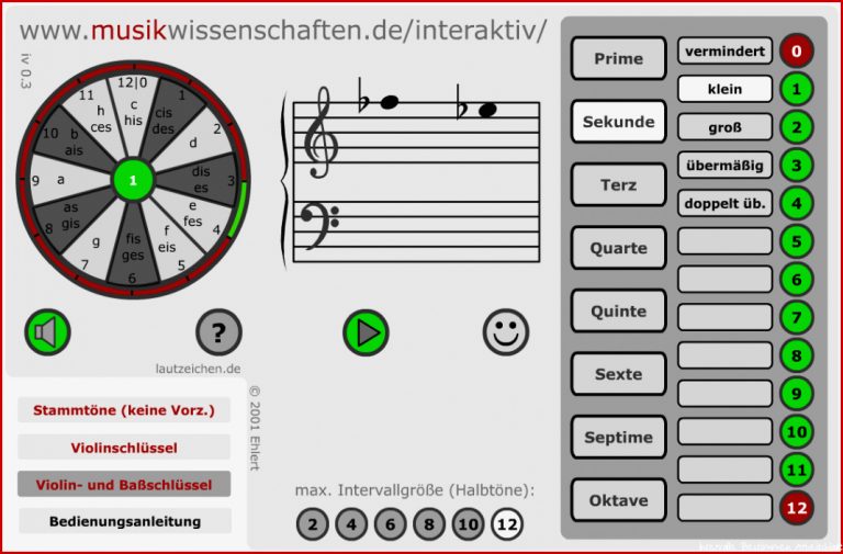 Intervalltraining online Noten lesen lernen