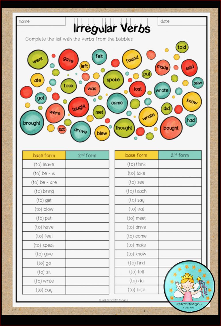 Irregular Verbs Past Simple Worksheet