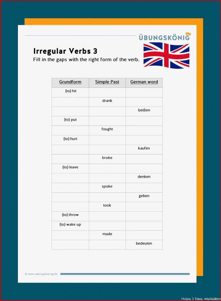 Irregular Verbs unregelmäßige Verben