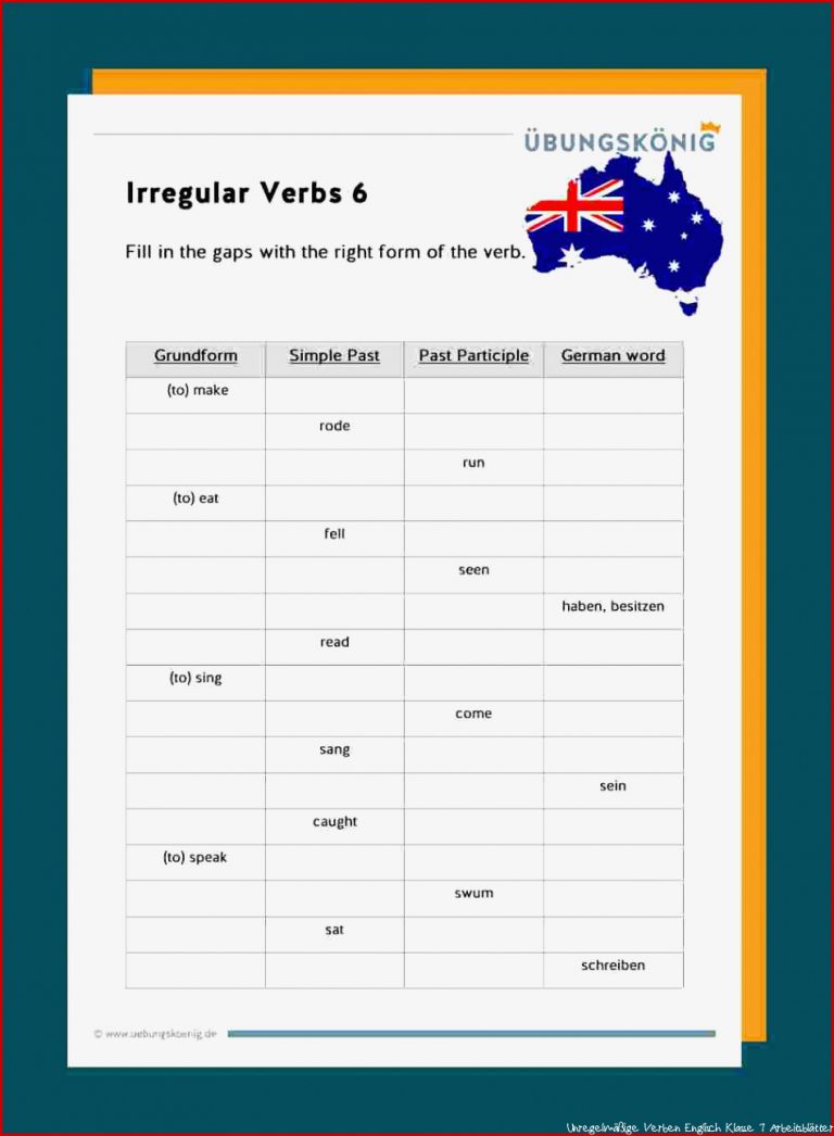 Irregular Verbs Unregelmäßige Verben