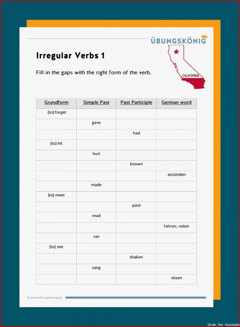 Irregular Verbs unregelmäßige Verben