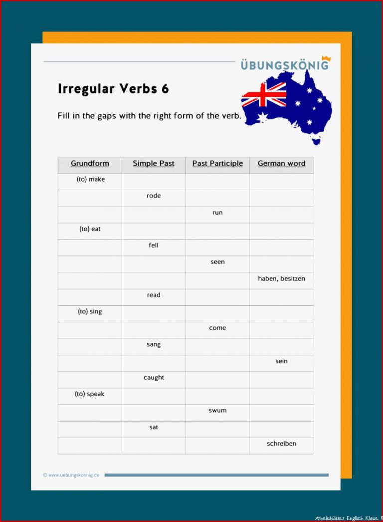 Irregular Verbs Unregelmäßige Verben