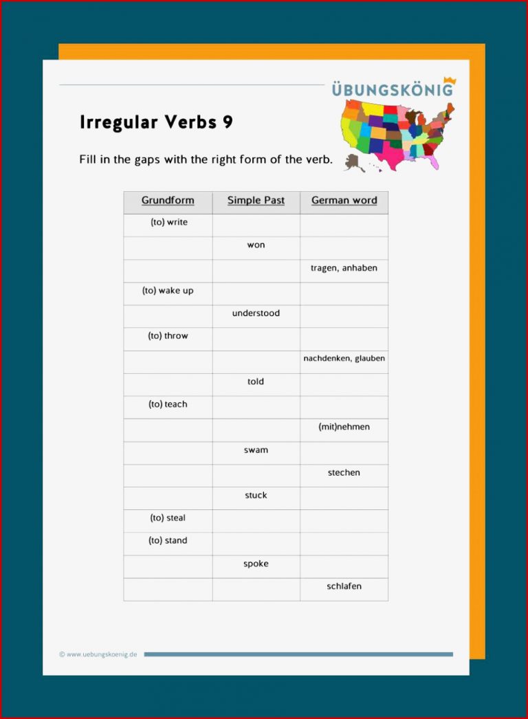 Irregular Verbs Unregelmäßige Verben