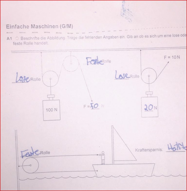 Ist das Arbeitsblatt richtig Schule Physik Kraft