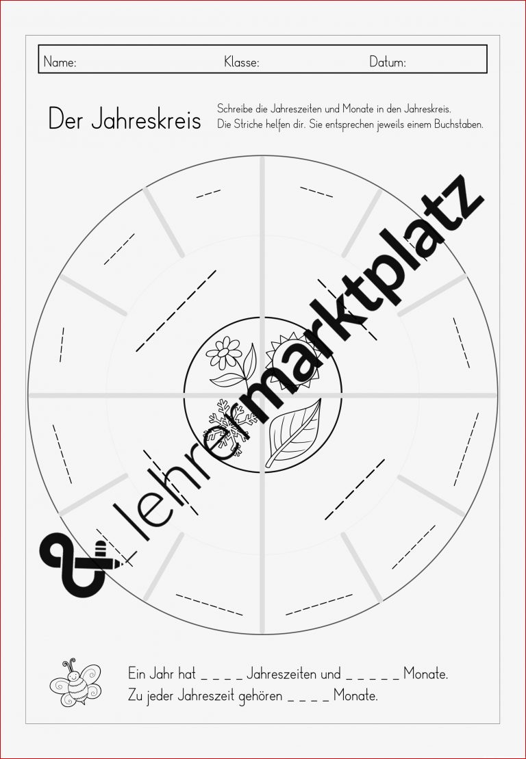 Jahreskreis Grundschule Monate und Jahreszeiten