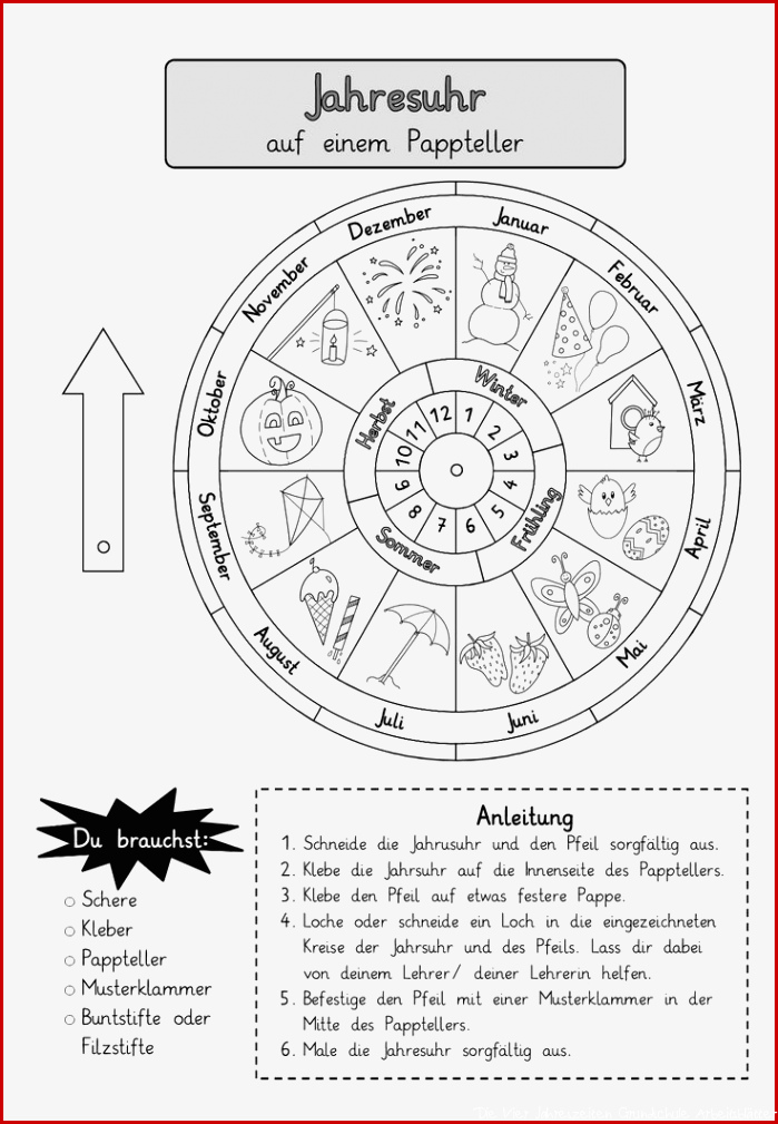 Jahresuhr Jahreskreis Kalender in der Grundschule