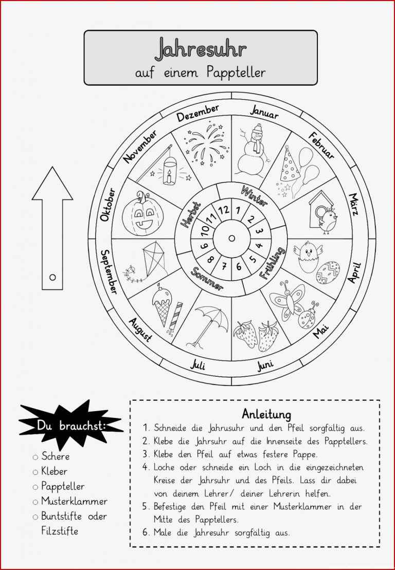 Jahresuhr Jahreskreis Kalender In Der Grundschule