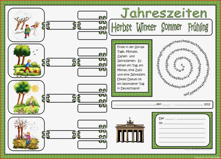 Jahreszeiten Arbeitsblatt Kostenlose DAF Arbeitsblätter