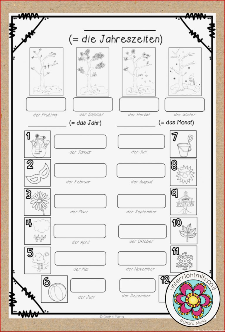 Jahreszeiten Grundschule Klasse 1 Jahreszeiten