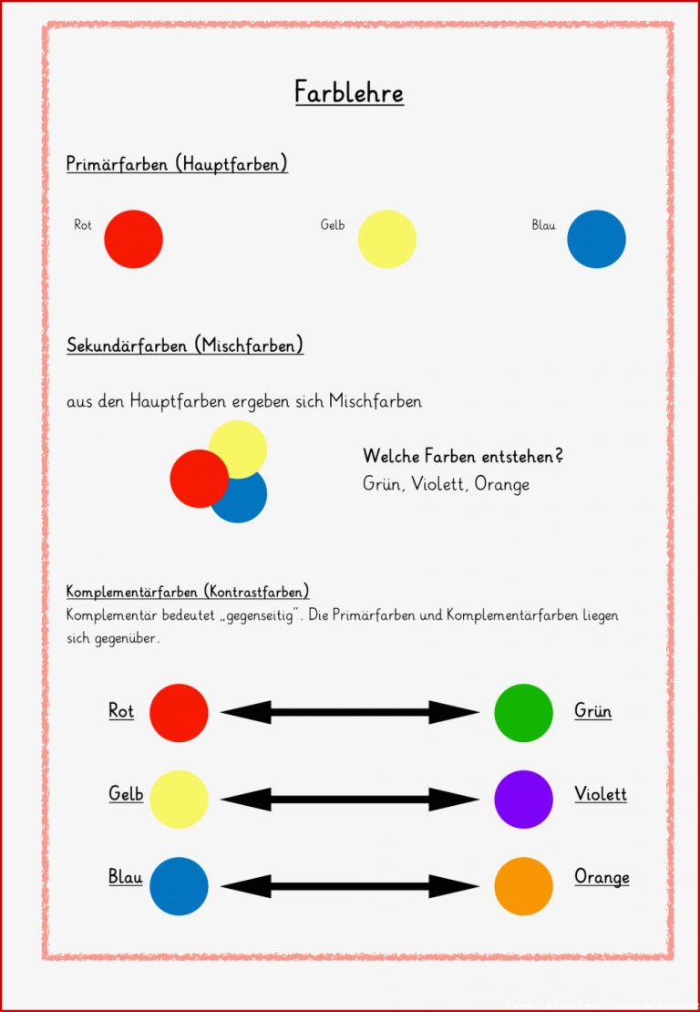 Kalte Und Warme Farben Arbeitsblatt Stephen Scheidt Schule