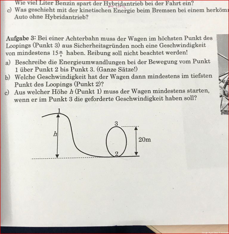 Kann mir bitte jemand helfen Physik Thema Energie