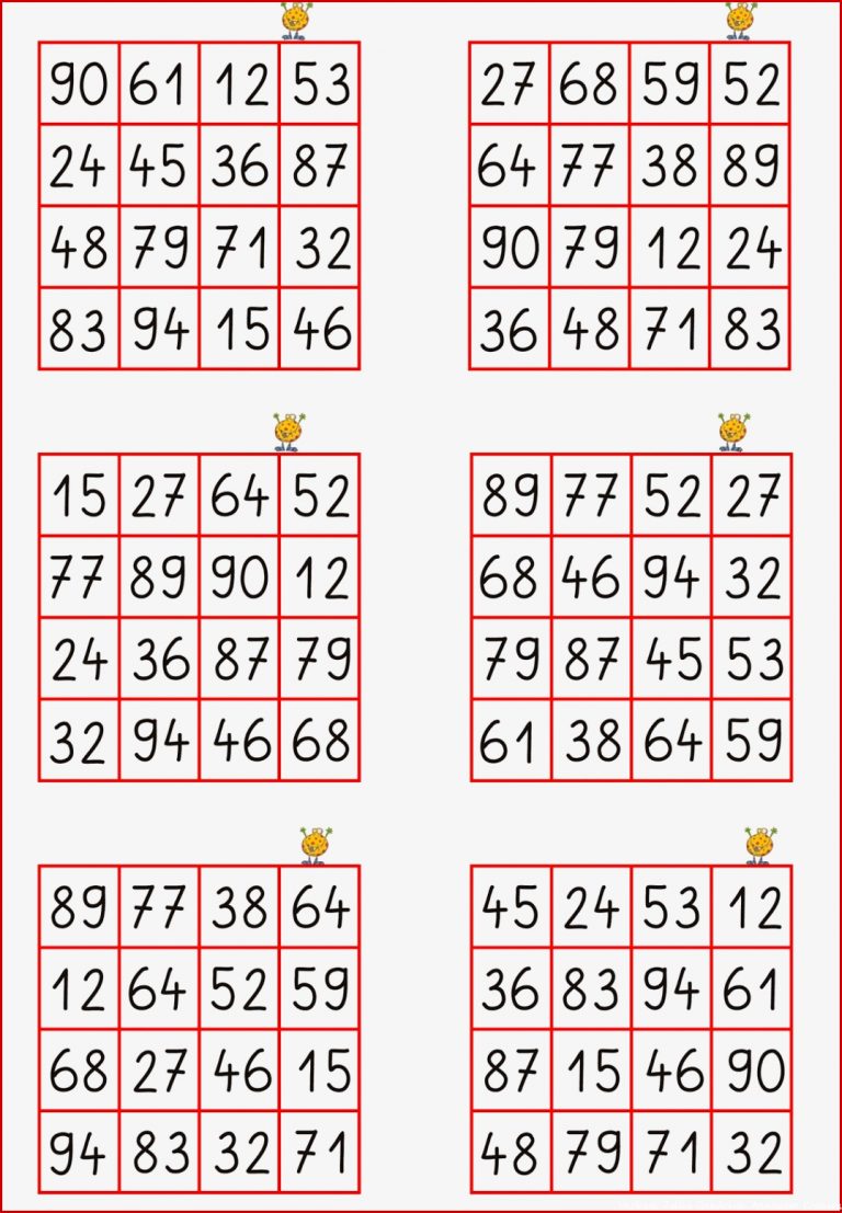 Kariertes Blatt Zum Ausdrucken Kostenlos Zahlen bingo