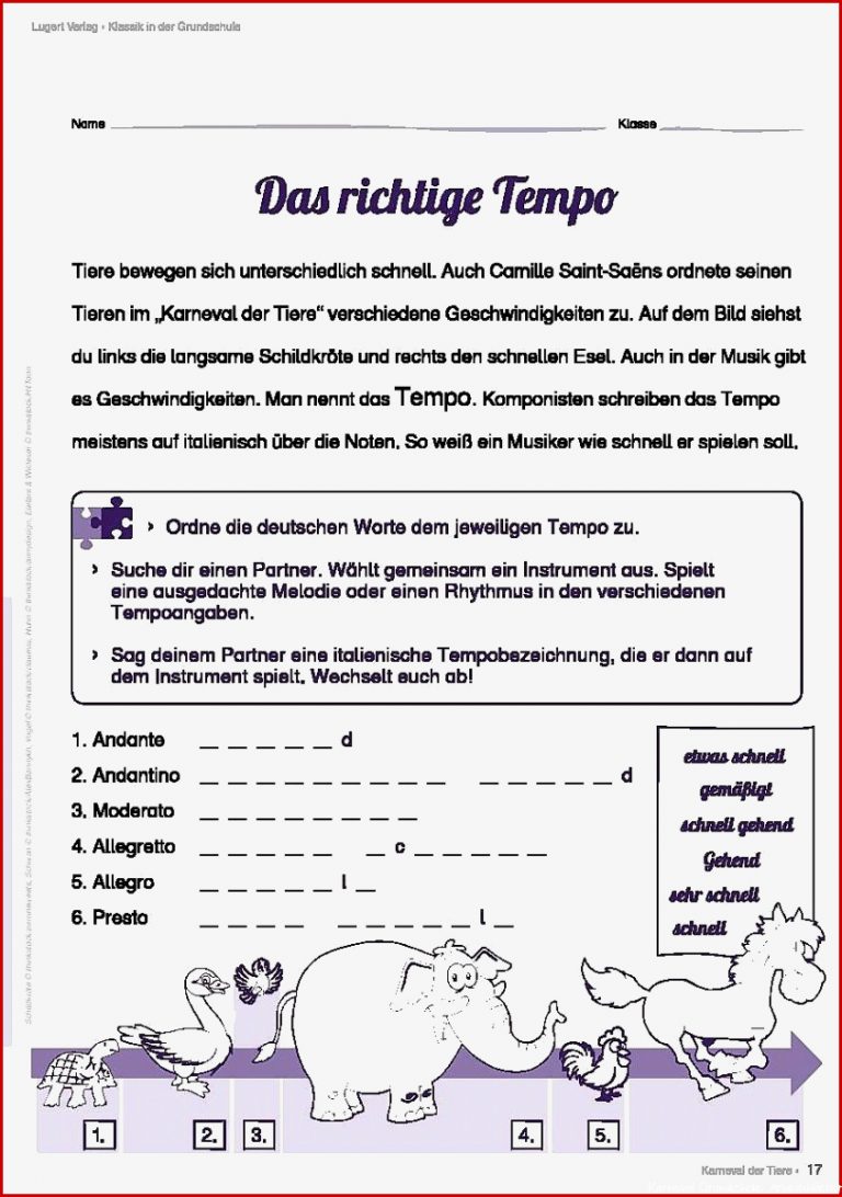 Karneval Der Tiere Grundschule Arbeitsblätter Worksheets