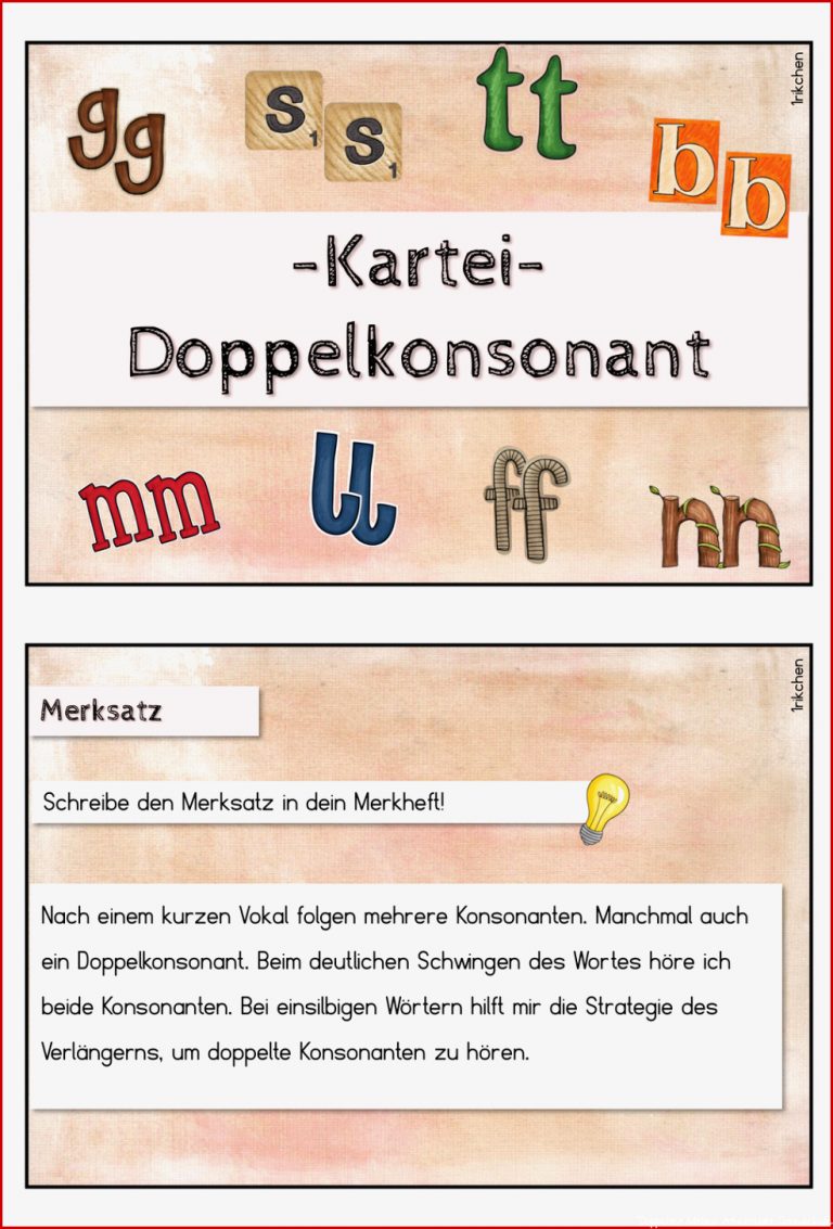 Kartei Doppelkonsonant doppelter Mitlaut