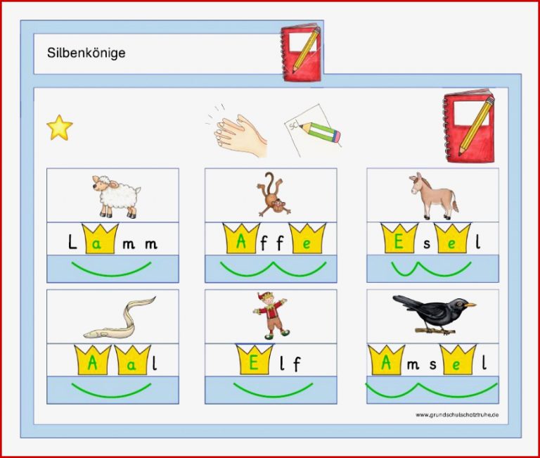 Kartei Silbenkönige Deutsch Grundschule 1 Klasse