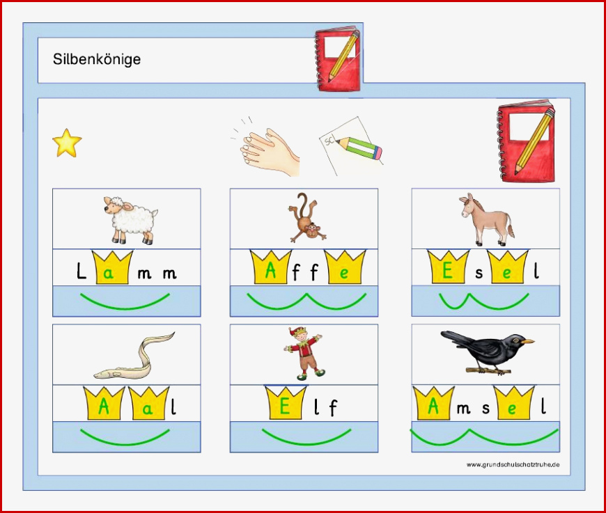 Kartei Silbenkönige Deutsch Grundschule 1 Klasse