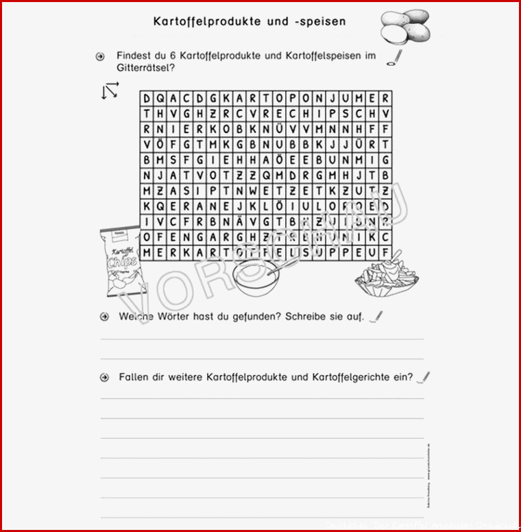 Kartoffel Werkstatt für Grundschule