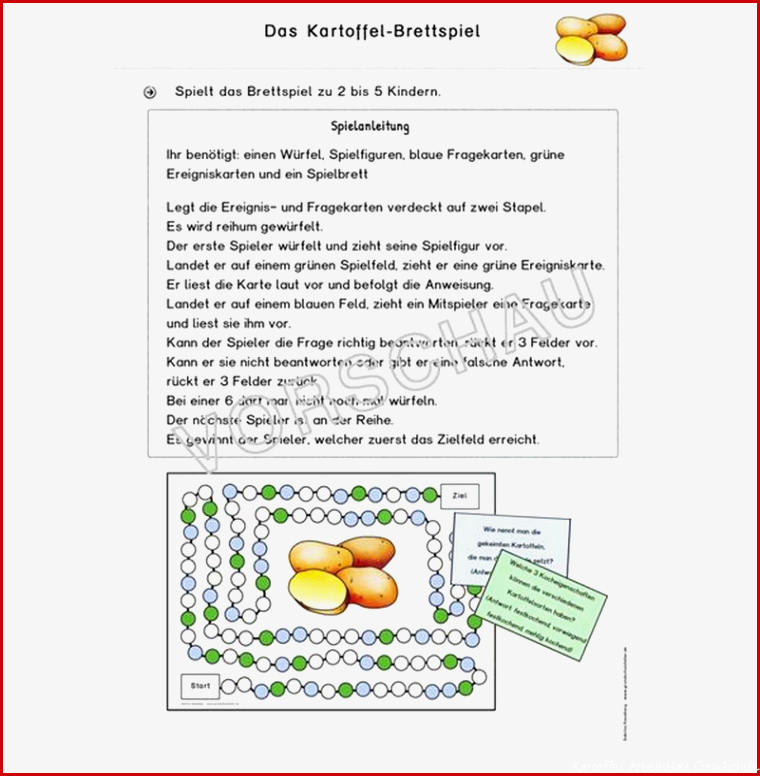 Kartoffel Werkstatt für Grundschule