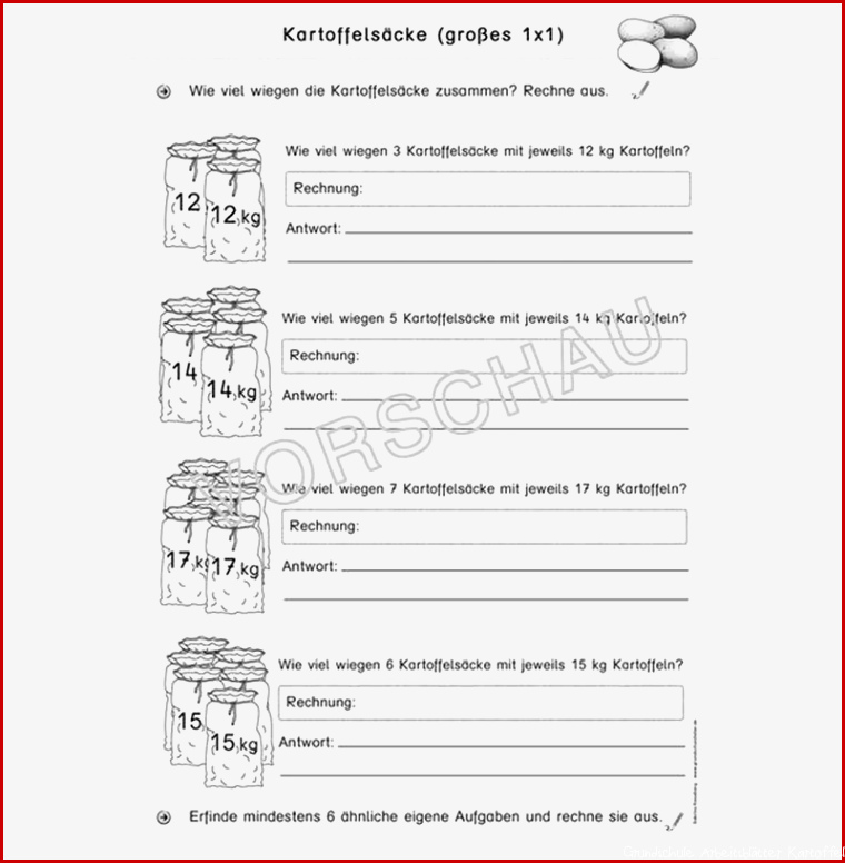 Kartoffel Werkstatt für Grundschule