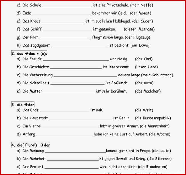 Kasus übungen Arbeitsblätter Worksheets