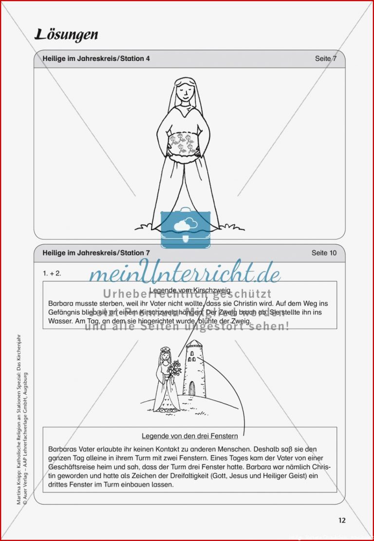 Kath Religion Heilige Im Jahreskreis Meinunterricht