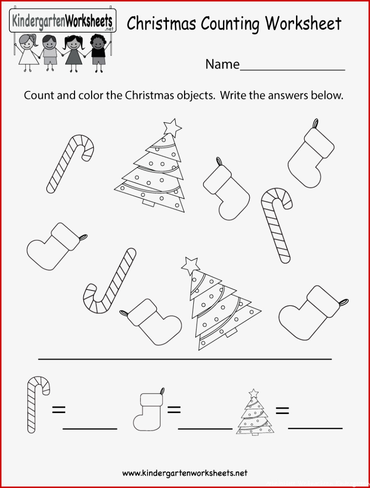 Kindergarten Christmas Counting Worksheet Printable