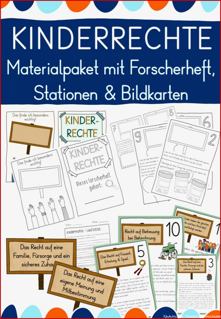 Kinderrechte – Materialpaket mit Forscherheft Stationen