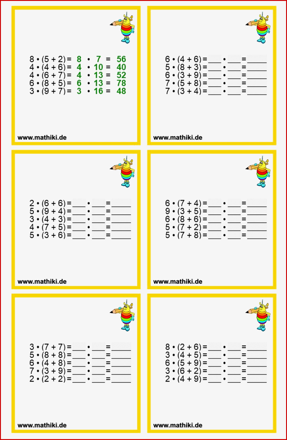 Klammerrechnung Klasse 4 Arbeitsblätter Worksheets