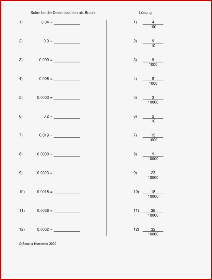 Klapptest Dezimalzahlen In Brüche – Unterrichtsmaterial Im