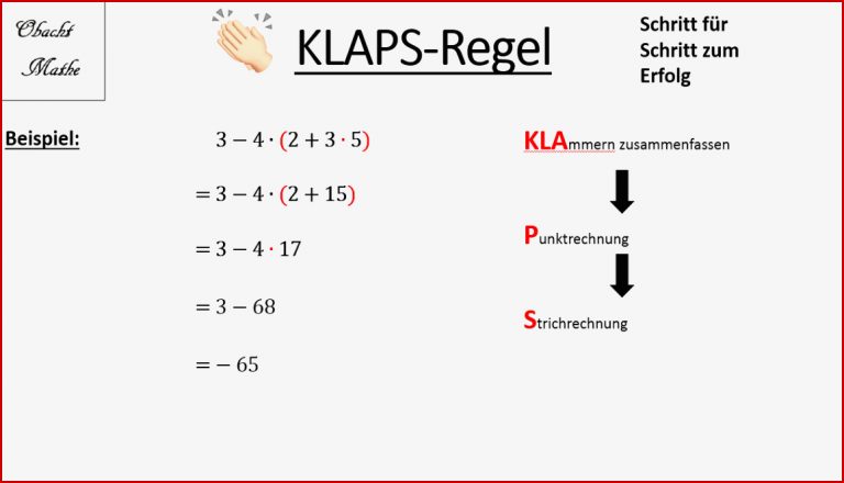 KLAPS Regel Klammer vor Punkt vor Strich einfach