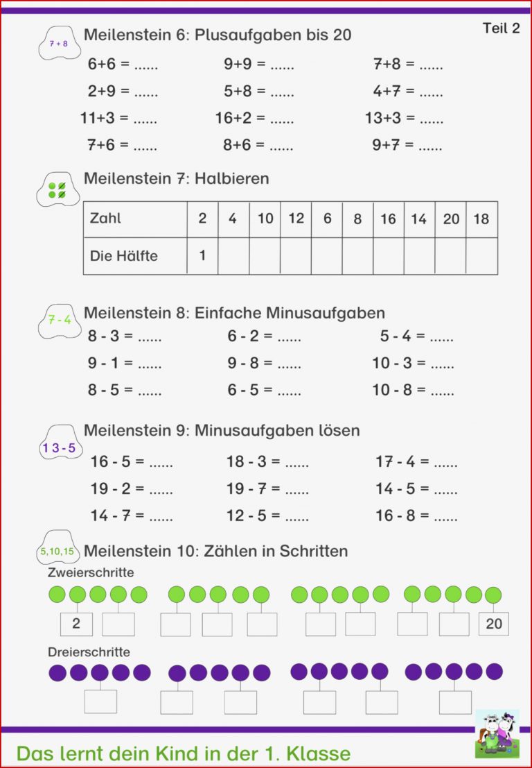 Klasse 1 Mathe Kostenlose Arbeitsblätter Download