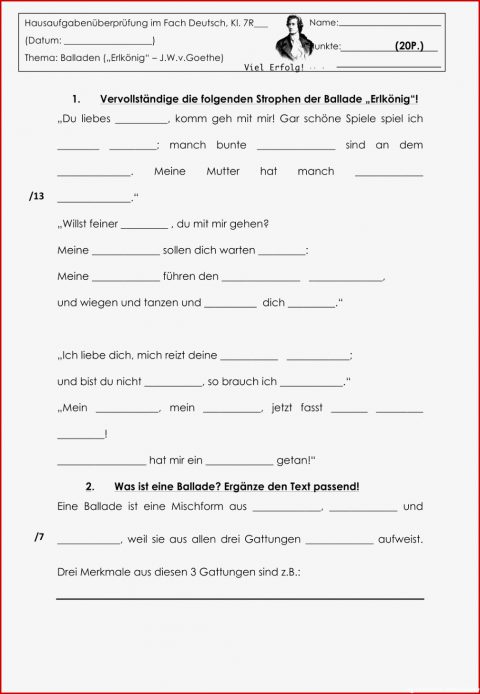 Balladen Klasse 7 Klassenarbeit Pdf Mit Lösungen Klassenarbeit Balladen Klasse 7 Arbeitsblätter Worksheets - Kostenlose
