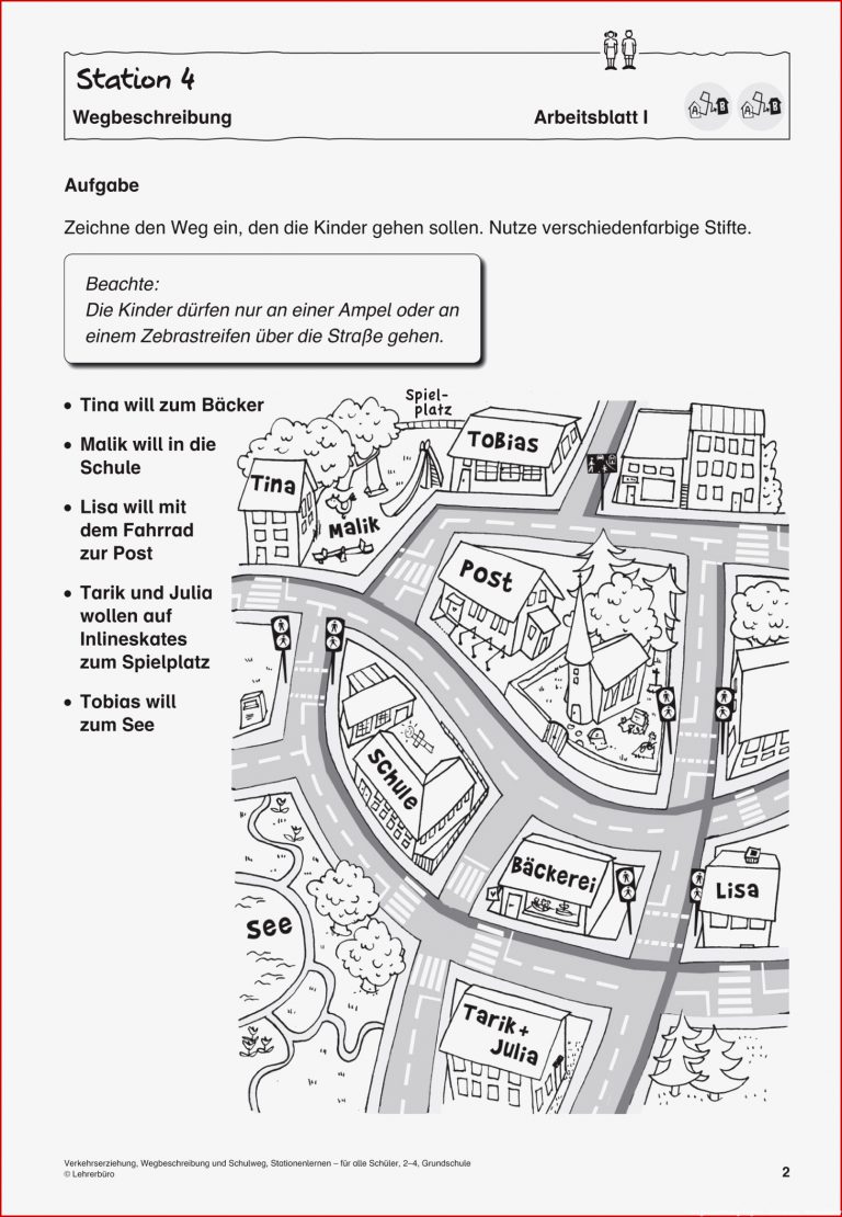 Klassenarbeit Englisch Klasse 4 Wegbeschreibung