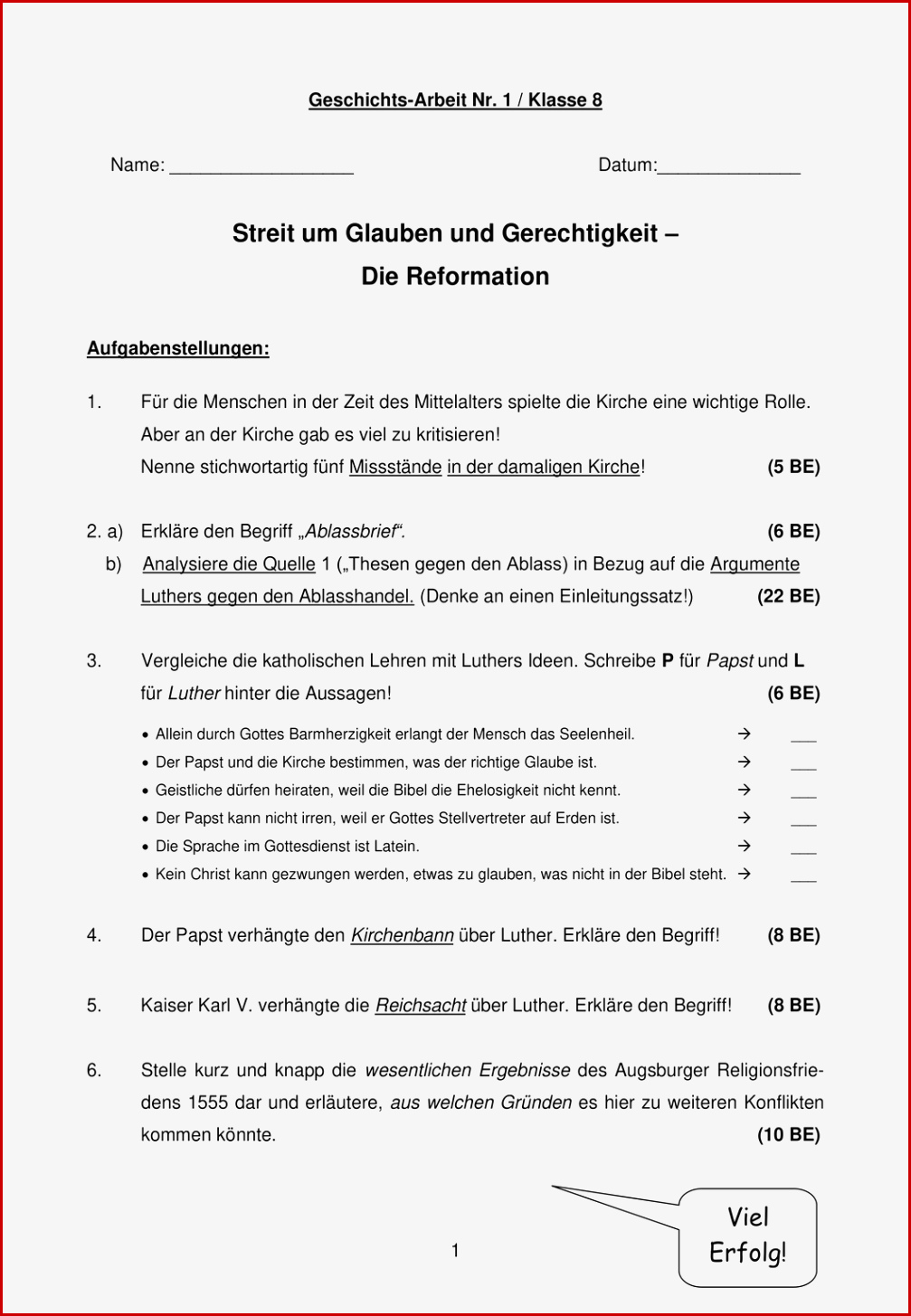 Klassenarbeit Geschichte Klasse 7 Mittelalter