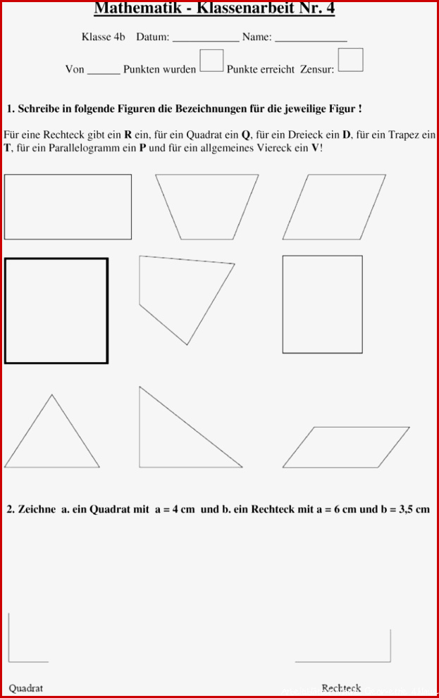 Klassenarbeit zu Geometrie