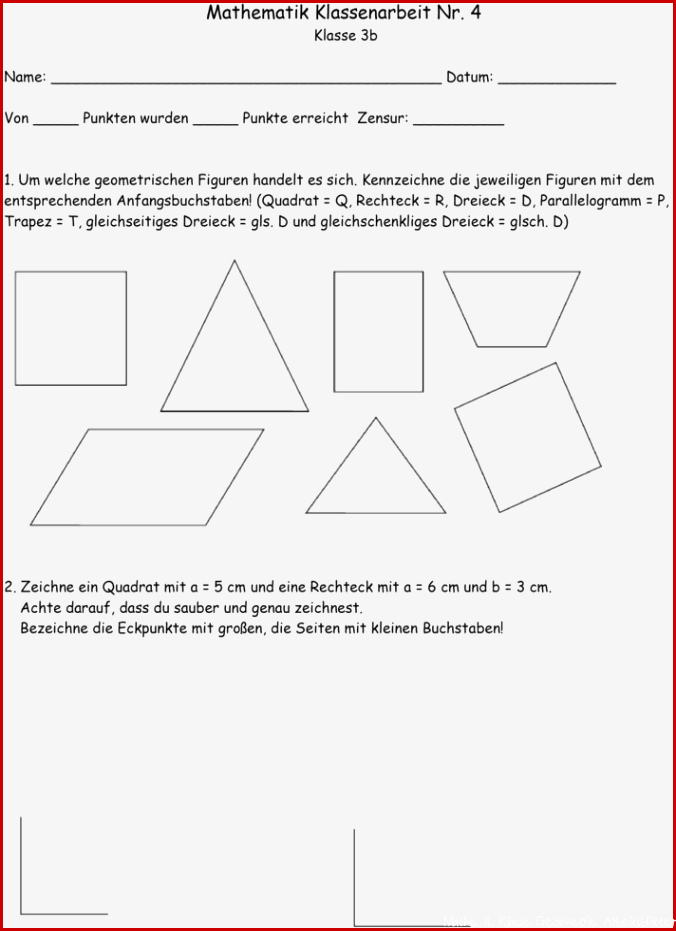 Klassenarbeit zu Geometrie